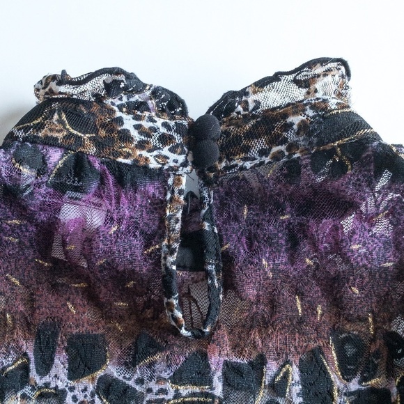 𝅺Joseph Ribkoff Lace Blouse Top Animal Print Leopard Cheetah Womens Size 8 - Picture 5 of 8